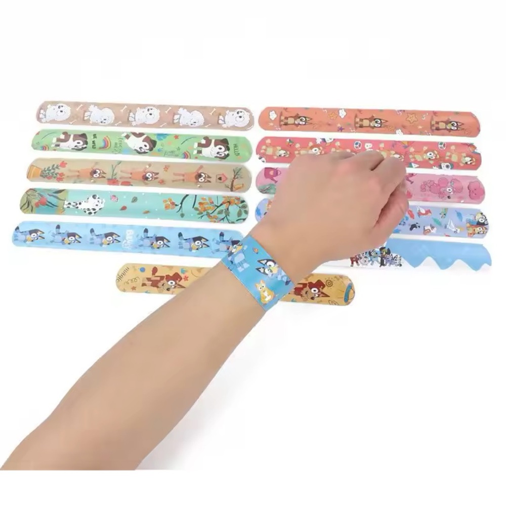 8 Colorful Bluey’s Friends Character Print Slap Bracelets